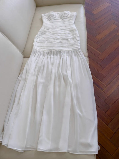 Bodycon Dress Strapless Chiffon Long Prom Dress Simple Evening Dress HZ1024