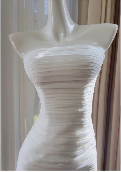 Bodycon Dress Strapless Chiffon Long Prom Dress Simple Evening Dress HZ1024