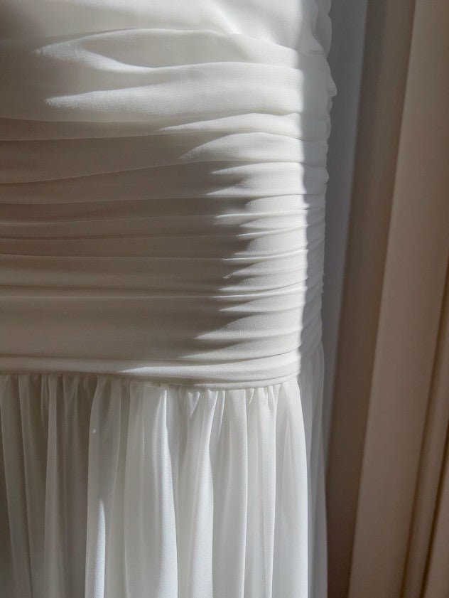 White Bodycon Dress Strapless Chiffon Long Prom Dress Simple Evening Dress ED01714