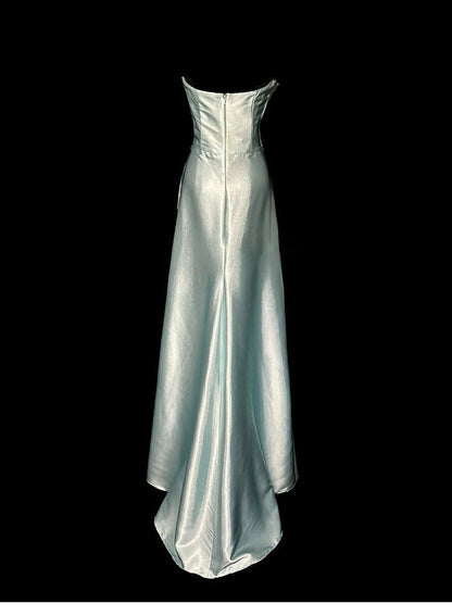 Bodycon Dress Strapless Satin Long Prom Dress Simple Evening Dress HZ1024