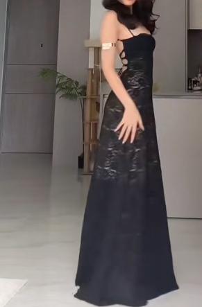 Bodycon Spaghetti Strap Chiffon Long Prom Dress Sexy Backless Evening Dress HZ1024