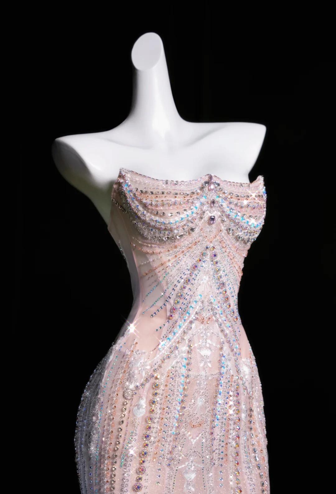 Mermaid Strapless Tulle Diamond Long Prom Dress Sweet Wedding Dress Formal Dress HZ1024