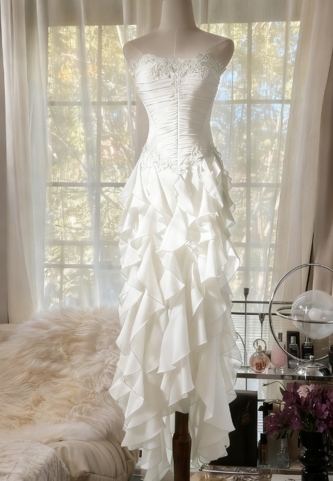 Purple __Elegant Strapless Chiffon Applique Long Tiered Prom Dresses Backless Party Dresses ED01727