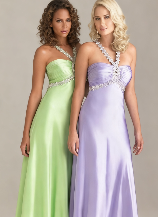 Glamou Purple __Satin Beaded Backless Long Prom Dress for Party&Birthday,Elegant Wedding Guest Outfits ED01736