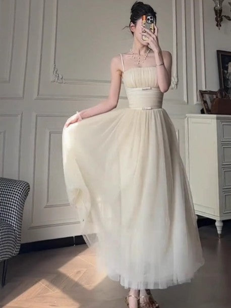 A-Line Spaghetti Strap Tulle Prom Dress Birthday Dress HZ1024