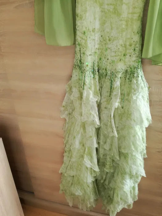 Fairytale Green Mermaid Vintage Party Dresses Sweetheart Chiffon Beaded Layed  Prom Dresses ED01769