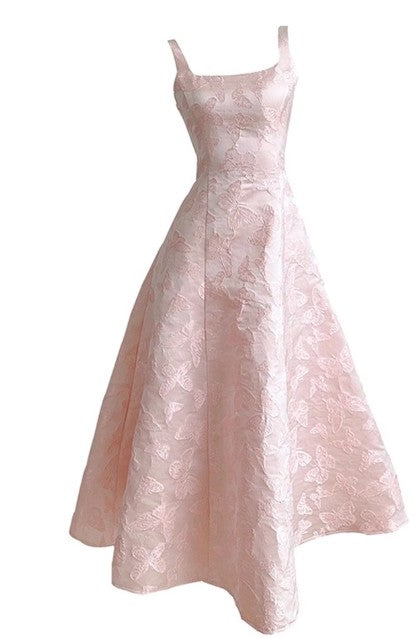 A-Line Vintage Butterfly Embroidered Satin Prom Dress Birthday HZ1024