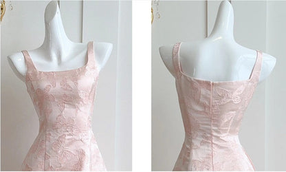 A-Line Vintage Butterfly Embroidered Satin Prom Dress Birthday HZ1024