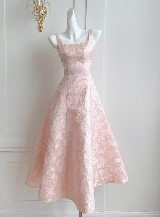 A-Line Vintage Butterfly Embroidered Satin Prom Dress Birthday HZ1024