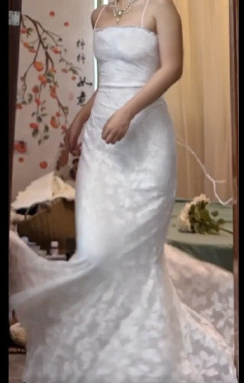 Elegant Spaghetti Strap Mermaid Long Prom Dress Simple Wedding Party Dress HZ1024