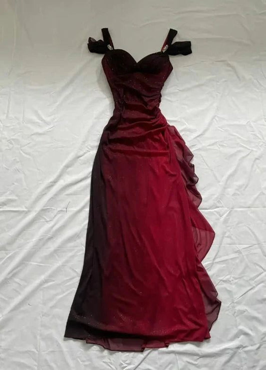 Affordable Party Dresses Under $160__Elegant  Purple Glitter Ruffled Chiffon Prom Dresses ED01815