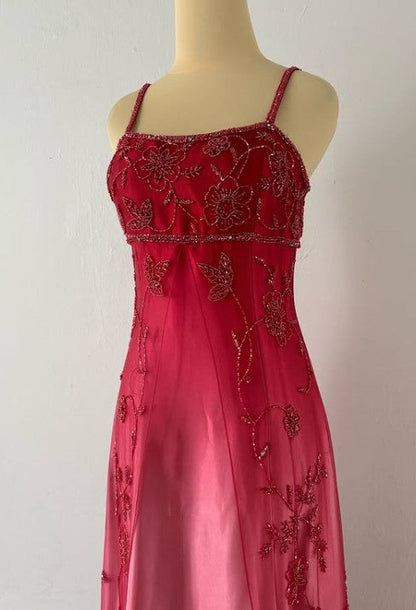 Gothic Vintage Prom Dress Under $170_©µGorgeous Spaghetti Straps Beading Applique Gradient Blue Sleeveless Long Evening Dress  ED01816