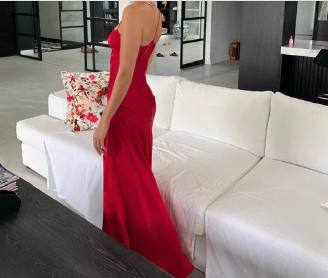 Lilac Dresses Gowns Evening Dresses Spaghetti Straps Long Prom Dress Satin Formal Party Dress HZ1024