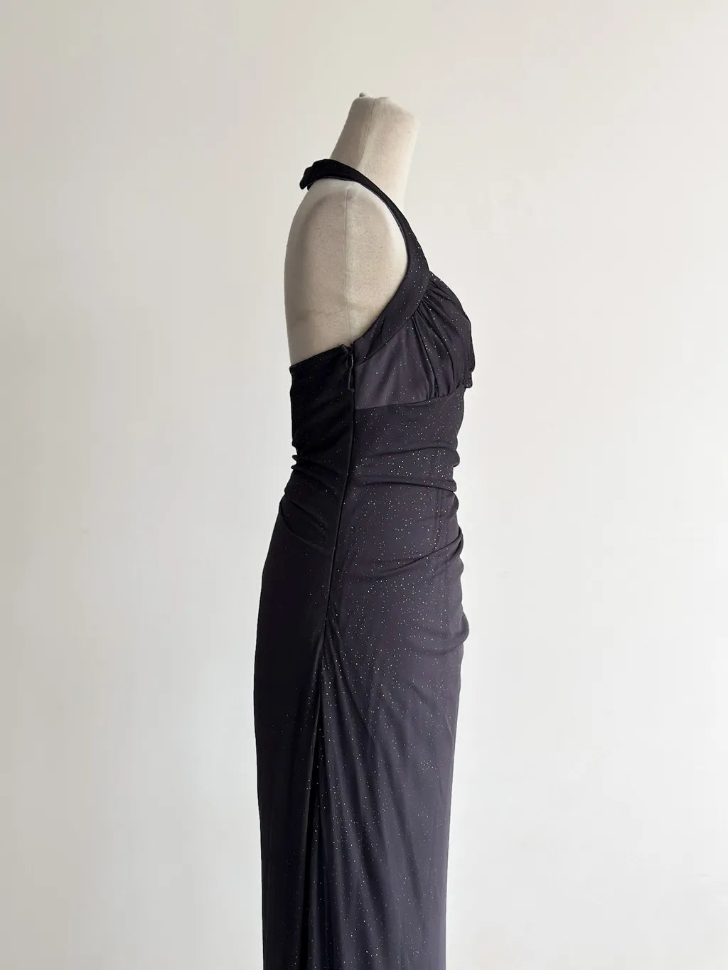 Gradient Dark Gray Halter Neck Ruffle Sheath Prom Dress Birthday Dress HZ1024