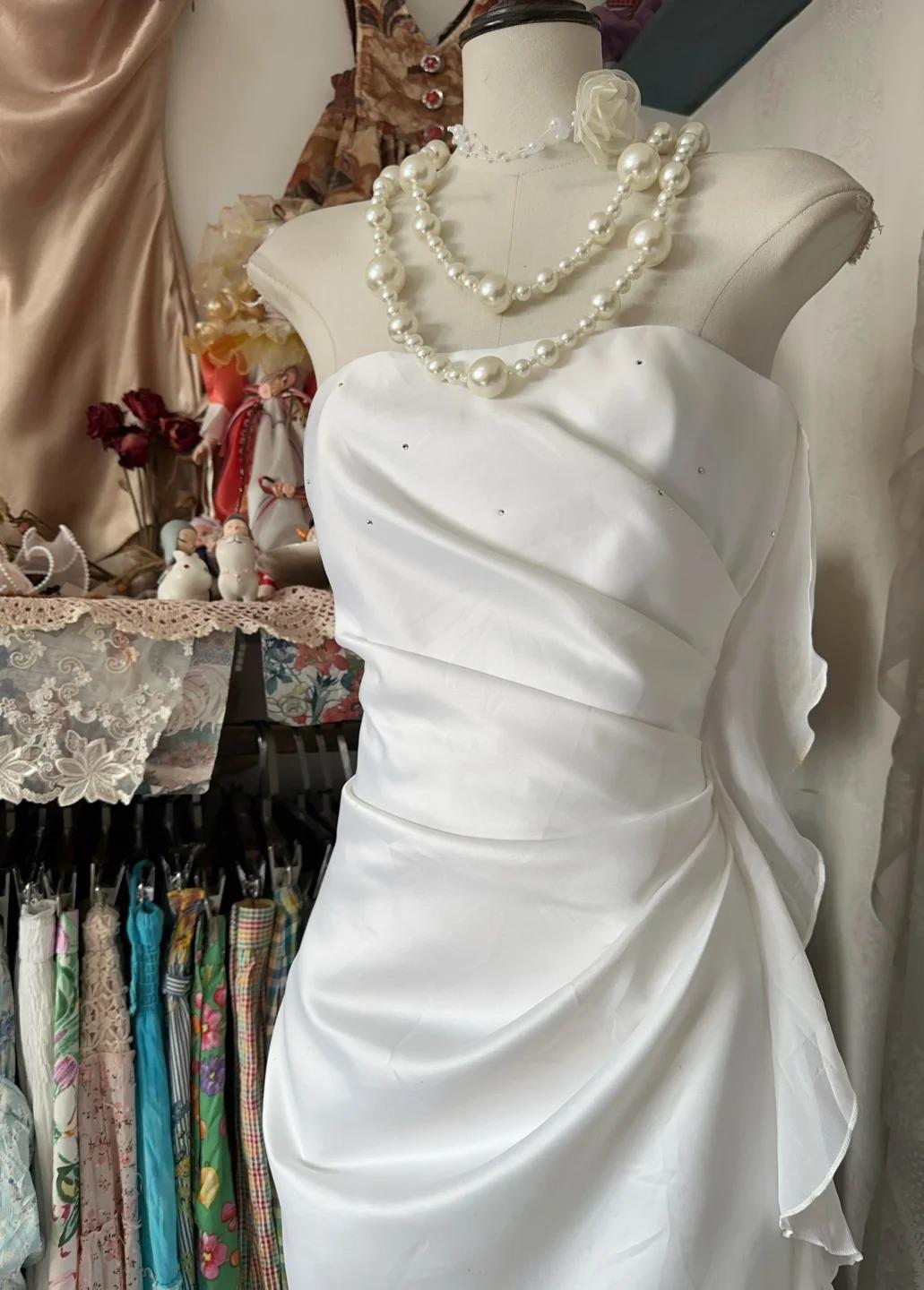 Elegant Sheath Strapless Chiffon Prom Dress Birthday Dress HZ1024