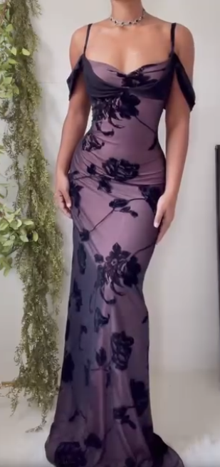 Purple Satin Bodycon Dress Black Tulle Spaghetti Strap Ball Dress Birthday Dress HZ1024