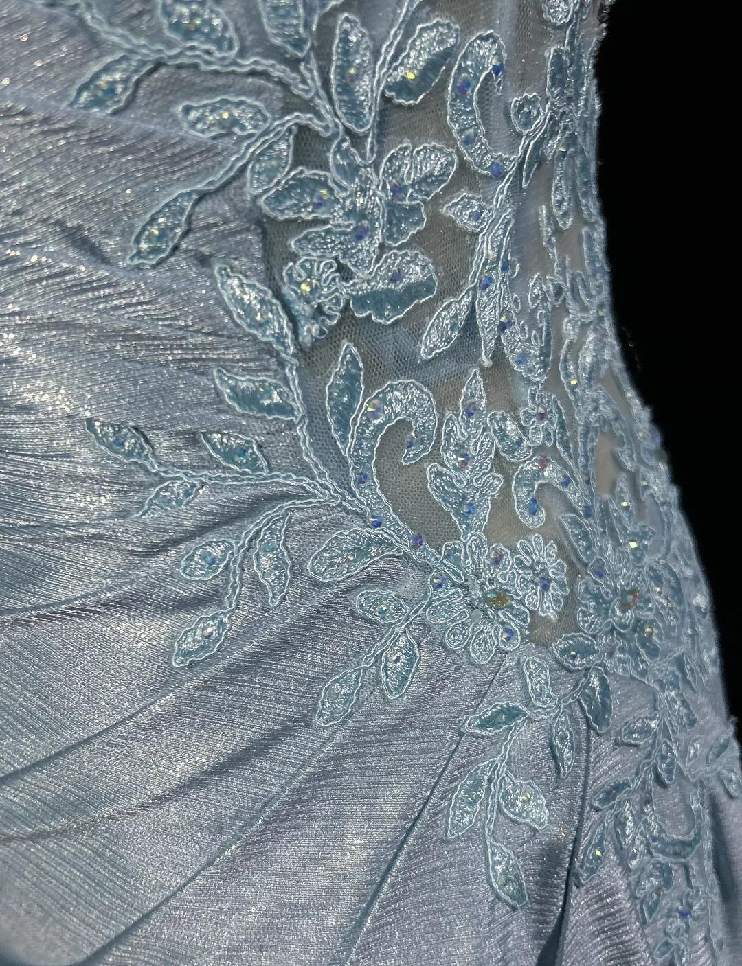 Spaghetti Strap Mermaid Glitter Satin Long Prom Backless Applique Evening Gown Simple Wedding Dress HZ1024