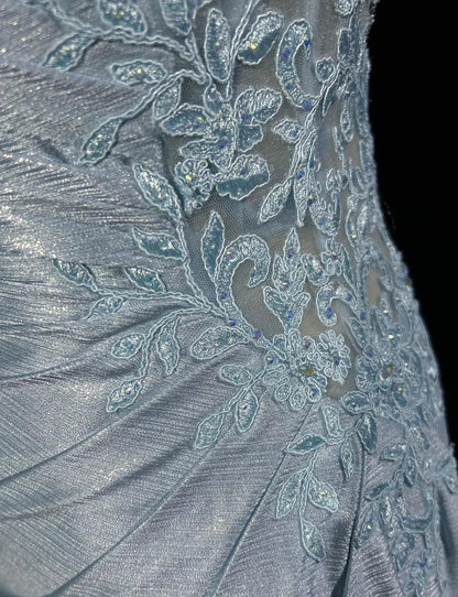 Beautiful Spaghetti Strap Mermaid Glitter Satin Long Prom Backless Applique Evening Gown Simple Wedding Dress ED01863