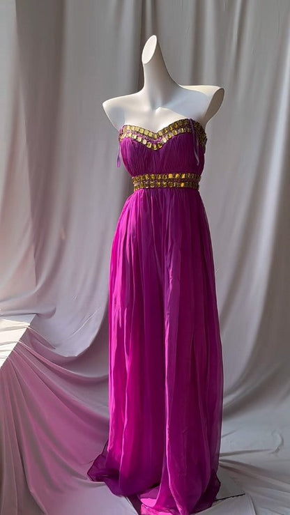 Sweetheart Neckline Retro Chiffon Ball gown Bright Bridesmaid Dress HZ1024