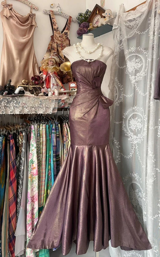 Mermaid Strapless Glitter Satin Ball Dress Beautiful Birthday Evening Dress HZ1024