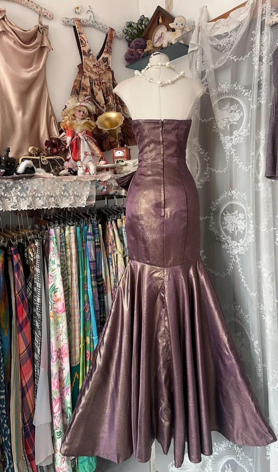 Mermaid Strapless Glitter Satin Ball Dress Beautiful Birthday Evening Dress HZ1024
