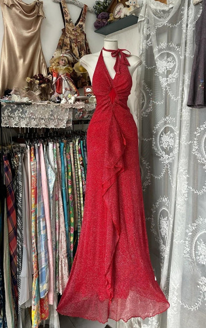 Sweet Black Halter A-Line Chiffon&Tulle Open Back Prom Dresses Birthday Dresses ED01642