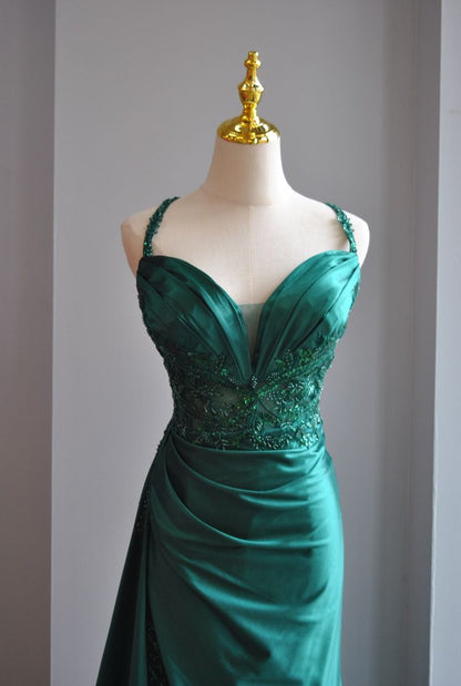Green Sweetheart Neck Mermaid Long Prom Dress Gorgeous Formal Evening Dress HZ1024