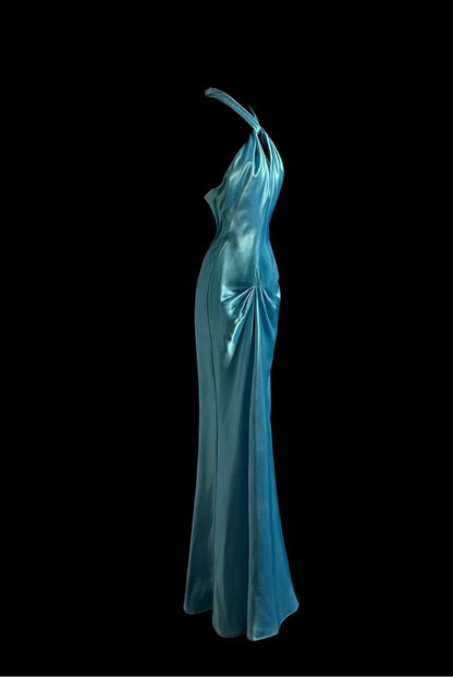 Beautiful Blue Halter Mermaid Backless Long Prom Dress Gorgeous Formal Evening Dress ED01905