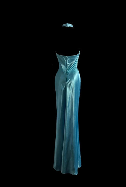 Beautiful Blue Halter Mermaid Backless Long Prom Dress Gorgeous Formal Evening Dress ED01905