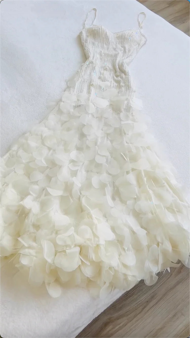 _ Retro Glam Mermaid Gown _ Sparkling __Beaded,Sequins White Chiffon Prom Dress for Formal Events & Weddings**ED01917
