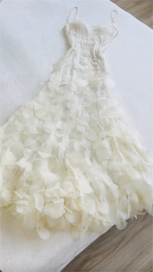 _ Retro Glam Mermaid Gown _ Sparkling __Beaded,Sequins White Chiffon Prom Dress for Formal Events & Weddings**ED01917