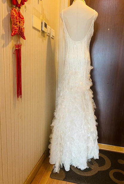 _ Retro Glam Mermaid Gown _ Sparkling __Beaded,Sequins White Chiffon Prom Dress for Formal Events & Weddings**ED01917