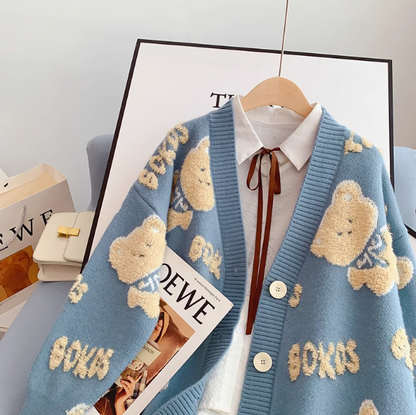 bear cardigan sweater loose knitted cardigan HZ1024
