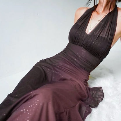 Green Formal Dresses, V-neck Sheath Glitter Birthday Dresses, Chiffon Retro Backless Party Dresses HZ1024