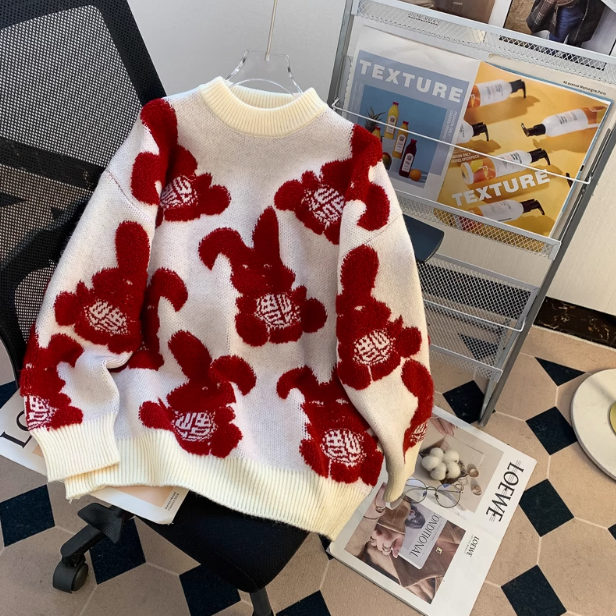 Cute bunny jacquard new style sweater ED0192