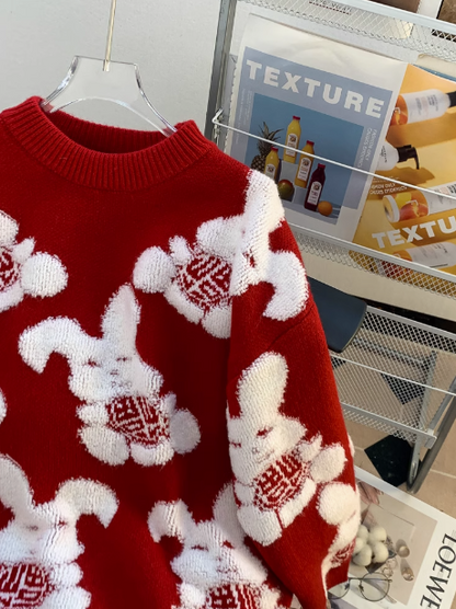 Cute bunny jacquard new style sweater ED0192