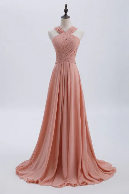 _©·Glam Blush Pink Prom & Wedding Dress-Sweet 16 Chiffon Evening Gown for Graduation & Quinceanera ED01931