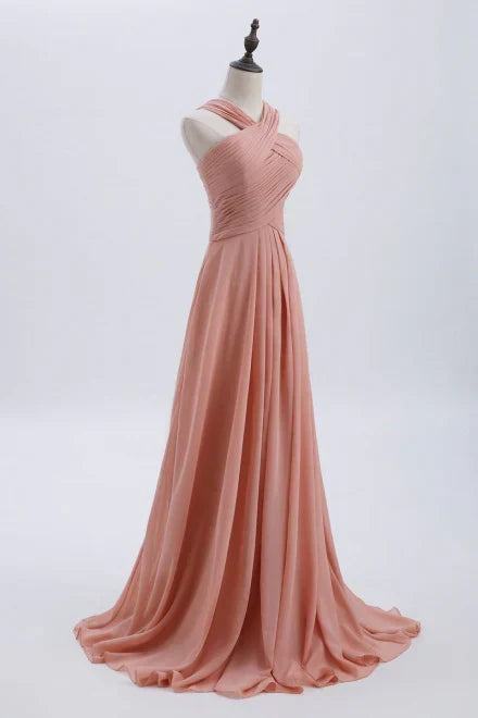 Blush Pink Prom & Wedding Dress-Sweet 16 Chiffon Evening Gown for Graduation & Quinceanera HZ1024