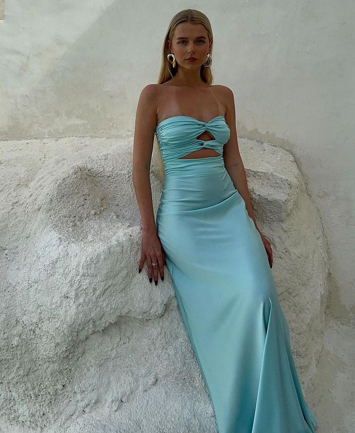 Sheath Tiffany Blue Prom Dresses Satin Formal Dresses HZ1024