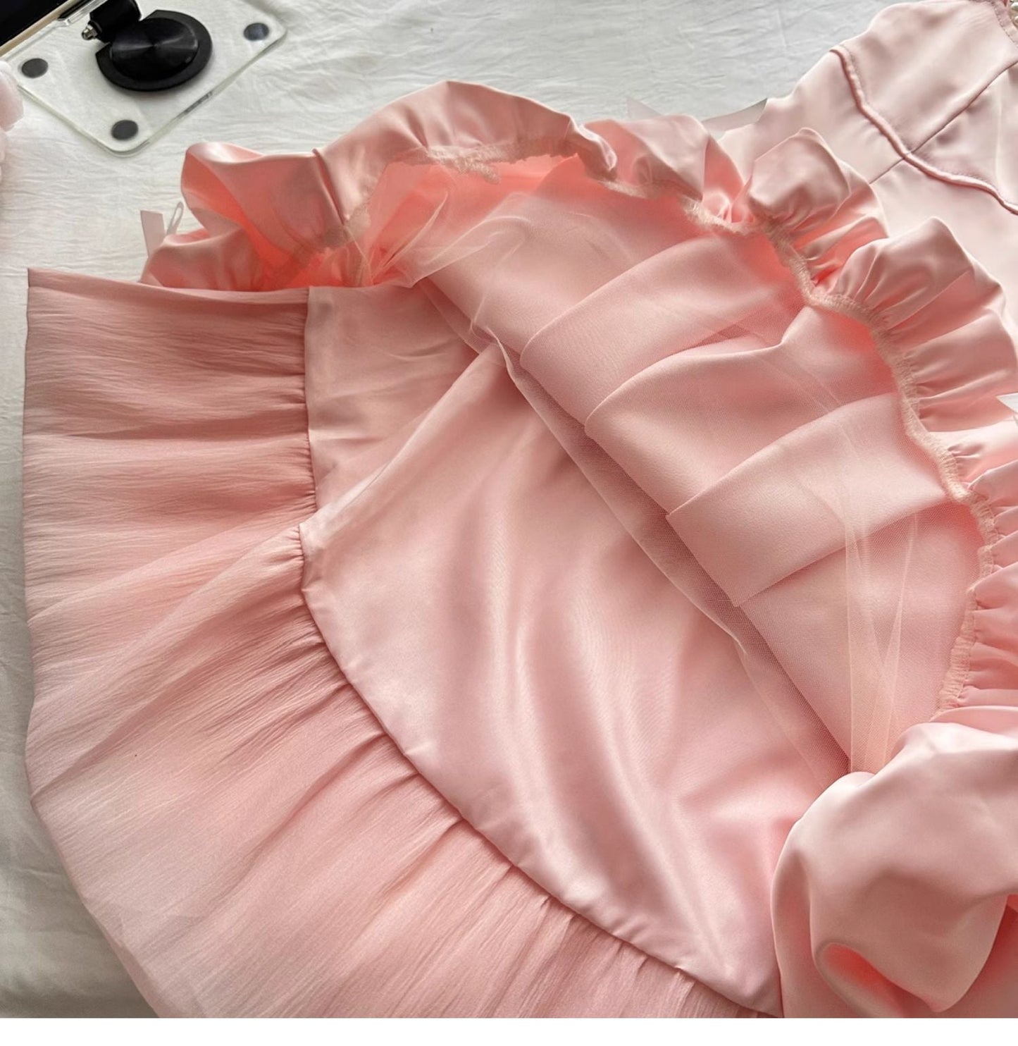 Fairytale_©· Spring Pool Party Dress Pink Satin A-Line Short Prom Dress for Birthday &Homecoming  ED01937