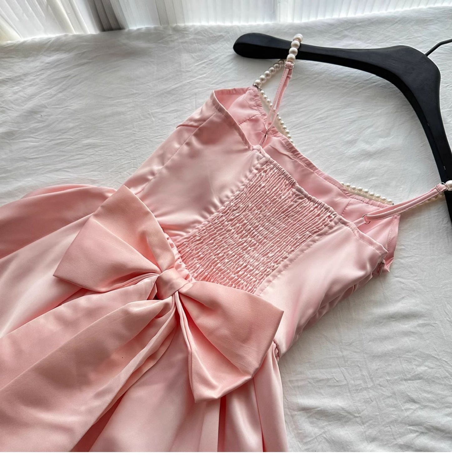 Fairytale_©· Spring Pool Party Dress Pink Satin A-Line Short Prom Dress for Birthday &Homecoming  ED01937