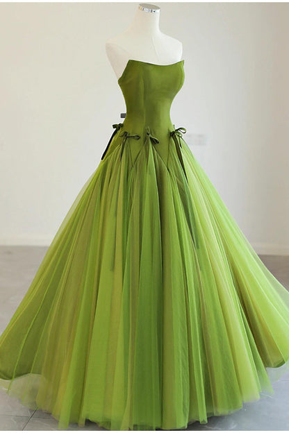 Green __Fairytale Tulle Ball Dress for Wedding & Birthday - Strapless A-line Evening Dress ED01939