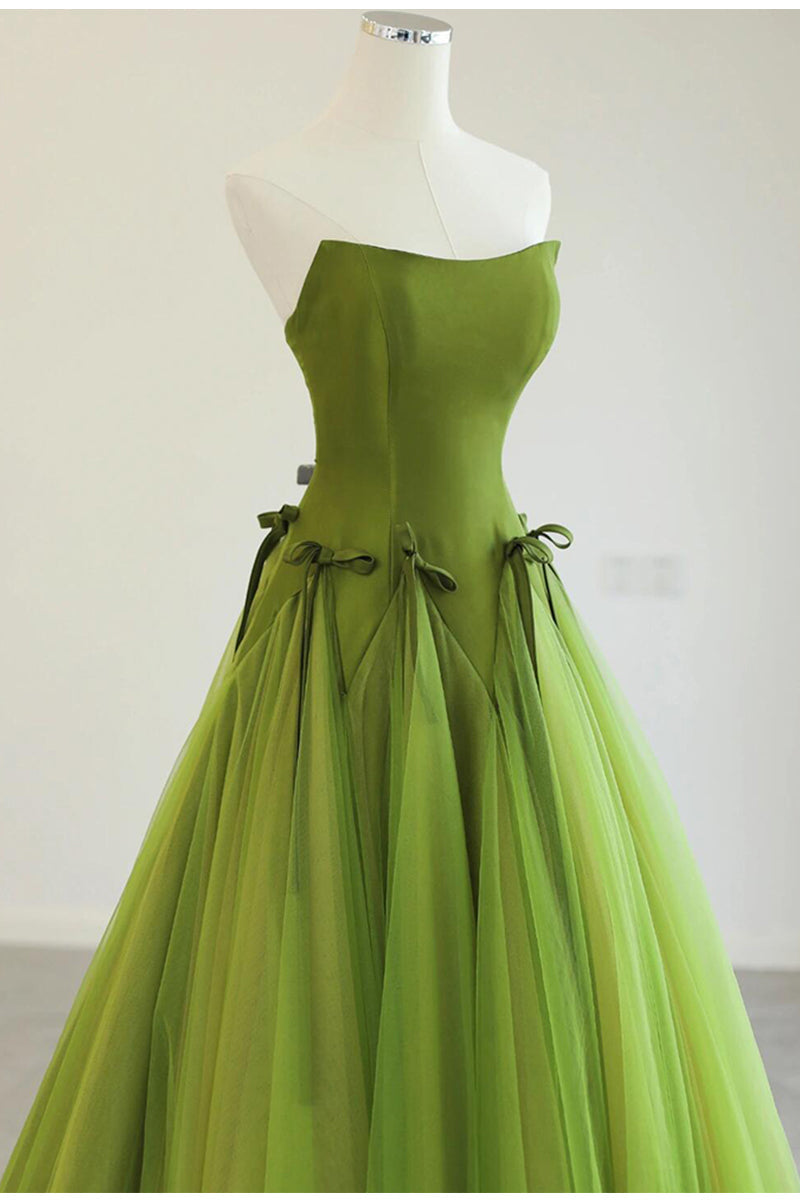 Green __Fairytale Tulle Ball Dress for Wedding & Birthday - Strapless A-line Evening Dress ED01939