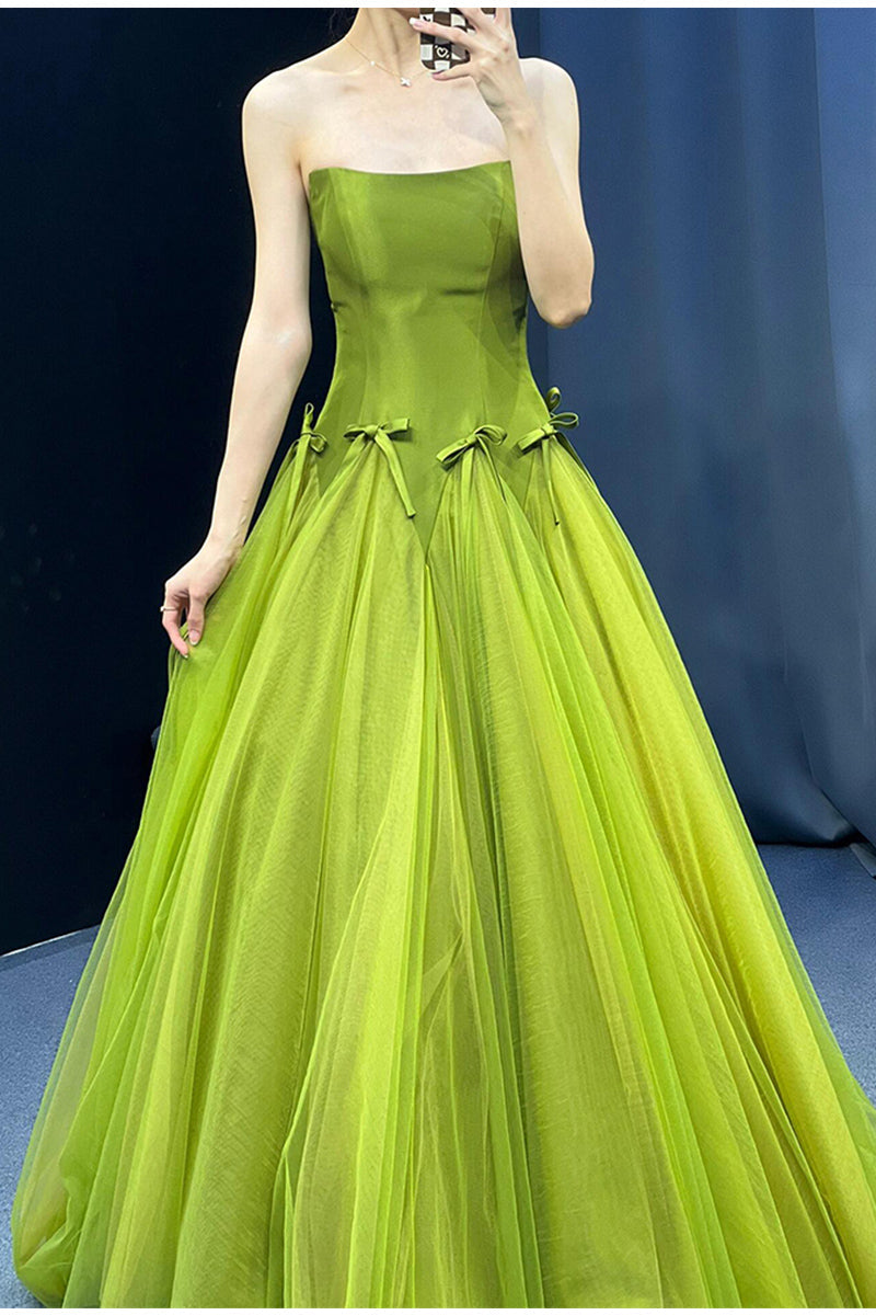 ??Fairytale Tulle Ball Dress for Wedding & Birthday - Strapless A-line Evening Dress HZ1024