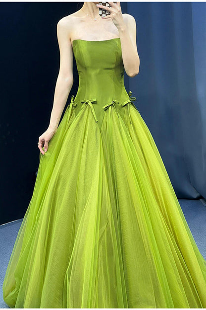 ??Fairytale Tulle Ball Dress for Wedding & Birthday - Strapless A-line Evening Dress HZ1024