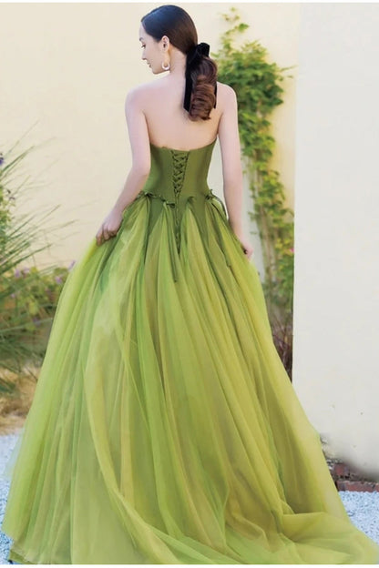 Green __Fairytale Tulle Ball Dress for Wedding & Birthday - Strapless A-line Evening Dress ED01939