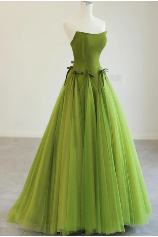 Green __Fairytale Tulle Ball Dress for Wedding & Birthday - Strapless A-line Evening Dress ED01939