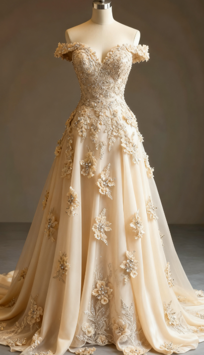 Red A-line Off-the-shoulder Tulle Beaded Long Prom Dress Formal Applique Evening Dress HZ1024