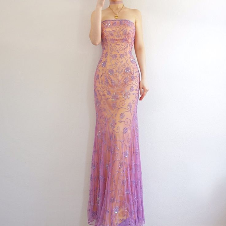 Purple Chiffon Mermaid Prom Dresses Elegant Beaded Sleeveless Party Dresses HZ1024