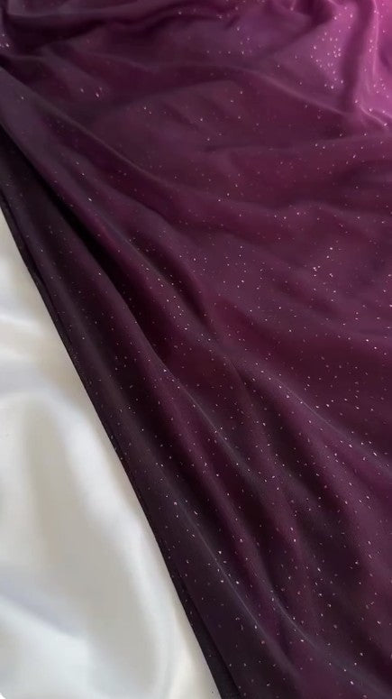 Vintage Grape One Shoulder Shiny Chiffon Sheath Elegant Party Dress with Ruffles ED01994